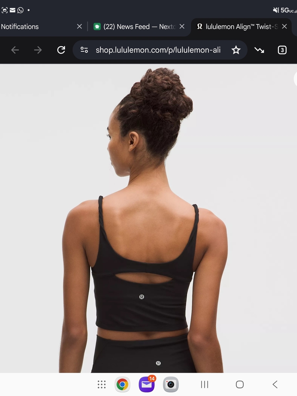 lululemon athletica Black Twist-Back Crop Tank